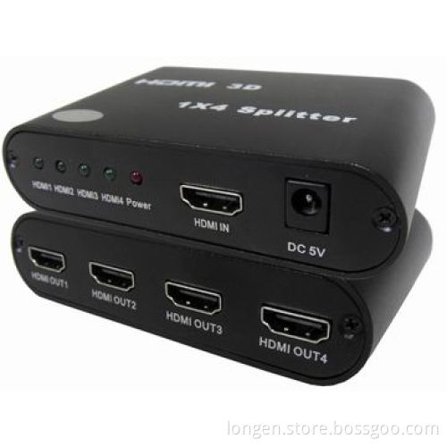 4-way HDMI splitter, 1,080p resolution, supports 3D, 4Kx2K